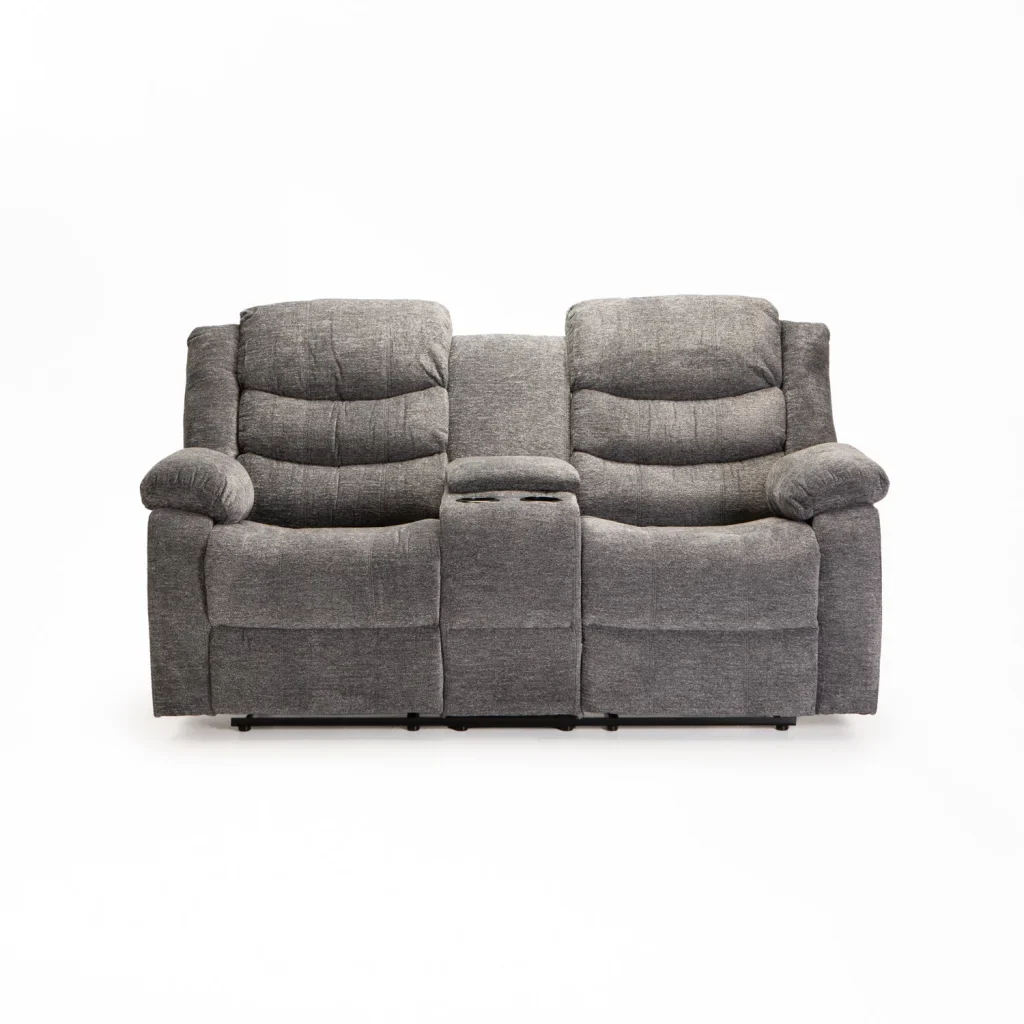BAZ FABRIC 2 SEATER RECLINER WITH CONSOLE - GREY - Image 3