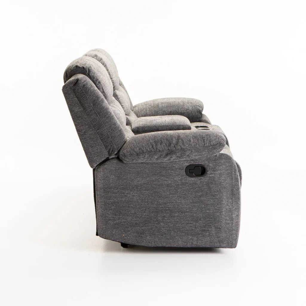 BAZ FABRIC 2 SEATER RECLINER WITH CONSOLE - GREY - Image 4