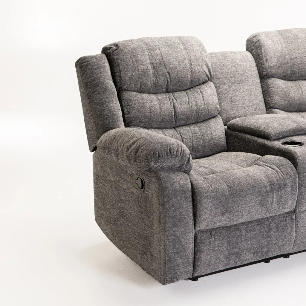 BAZ FABRIC 2 SEATER RECLINER WITH CONSOLE - GREY - Image 6
