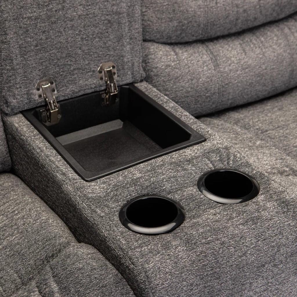 BAZ FABRIC 2 SEATER RECLINER WITH CONSOLE - GREY - Image 8