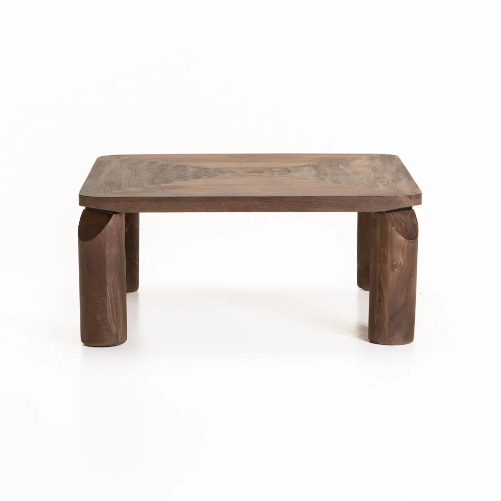 DEVA 80x80cm SOLID WOOD COFFEE TABLE-DARK BROWN - Image 2