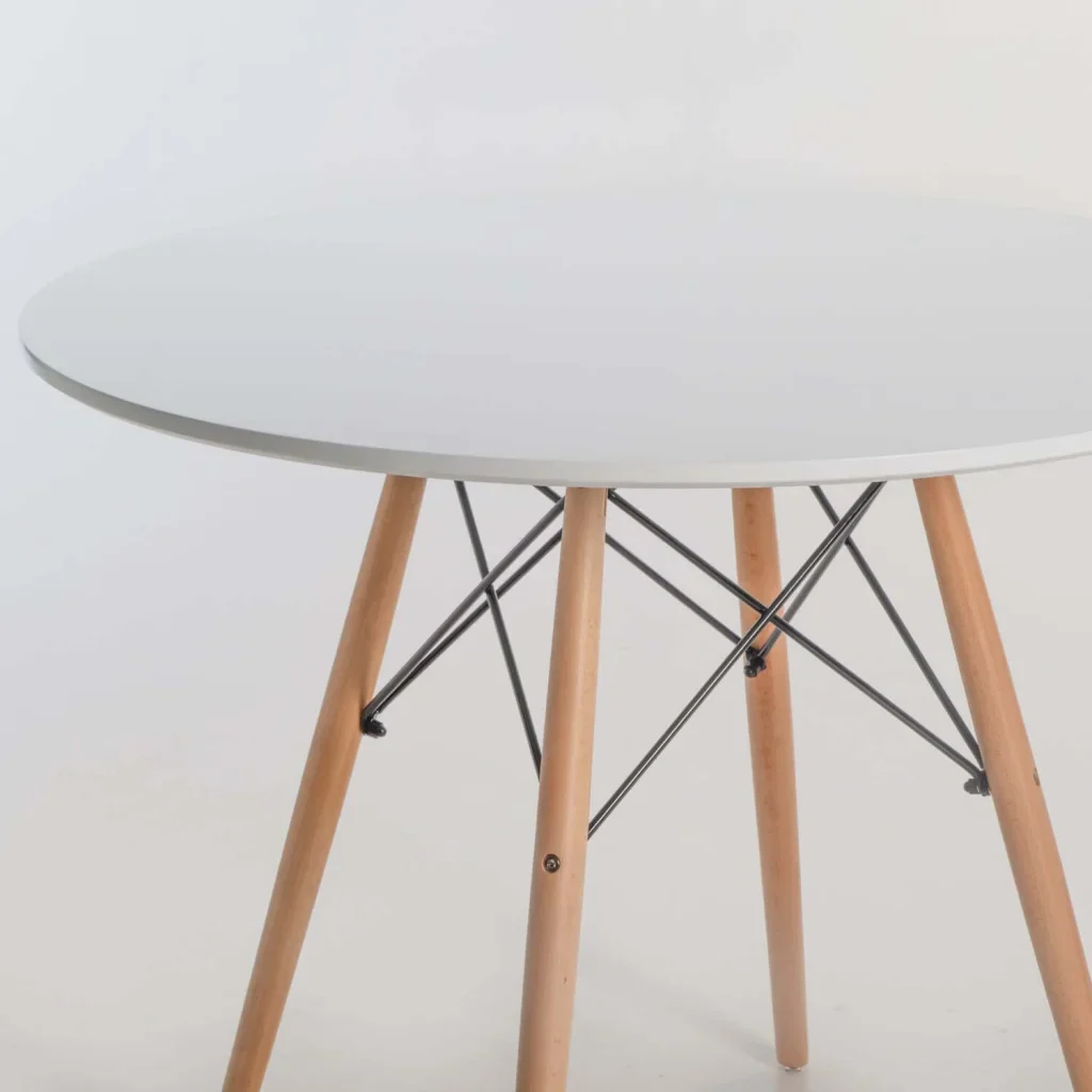 ELIA ROUND WOODEN LEG TABLE - Image 15