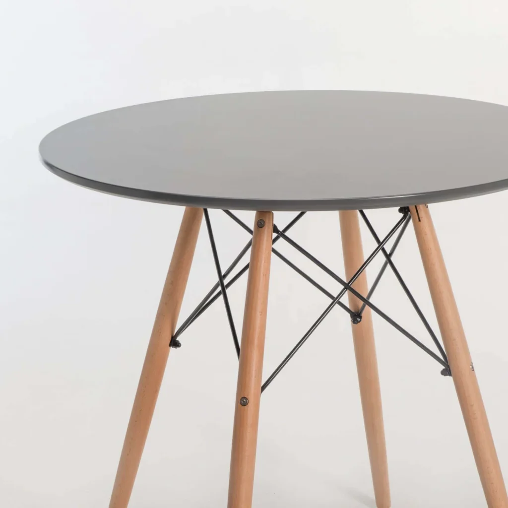ELIA ROUND WOODEN LEG TABLE - Image 3