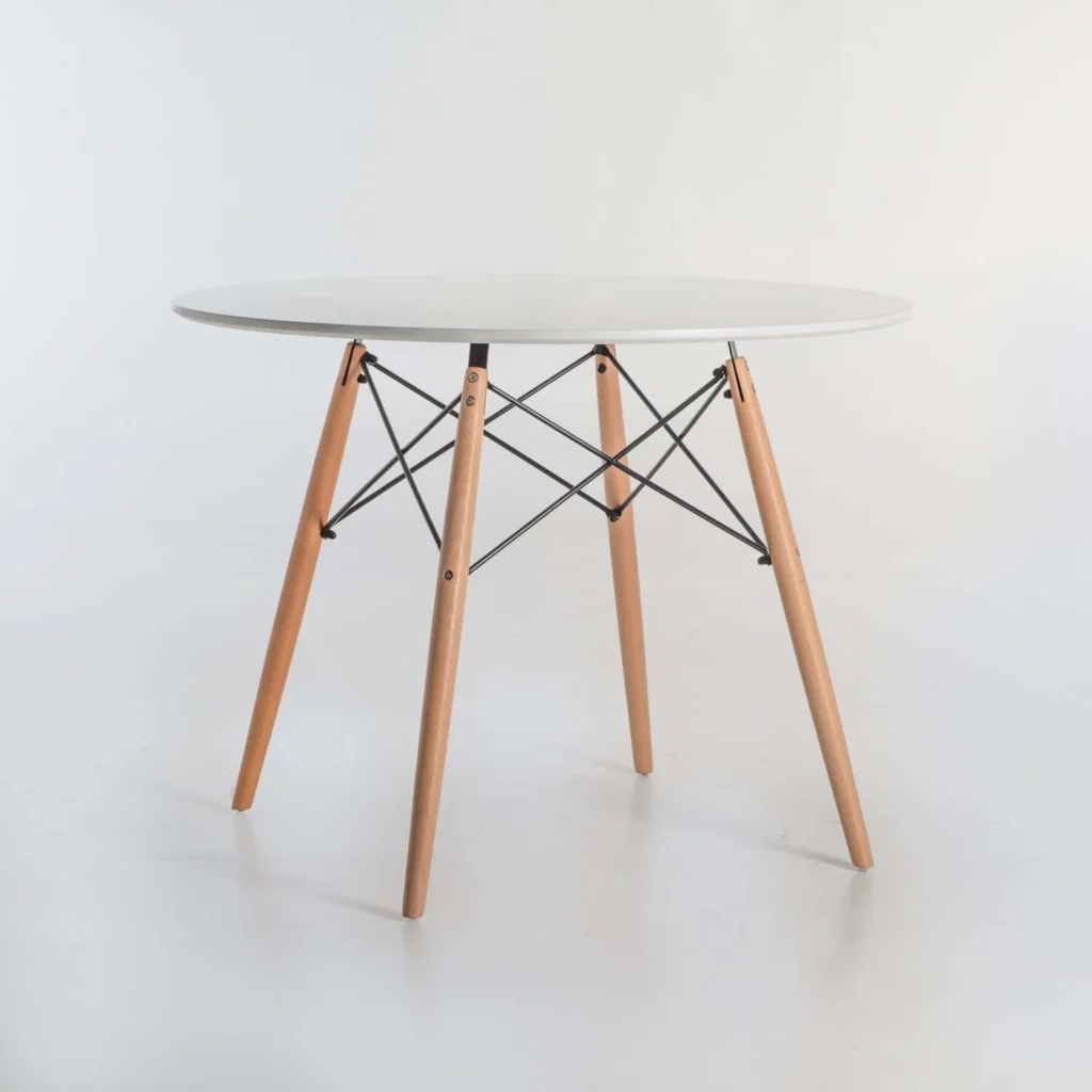 ELIA ROUND WOODEN LEG TABLE - Image 4