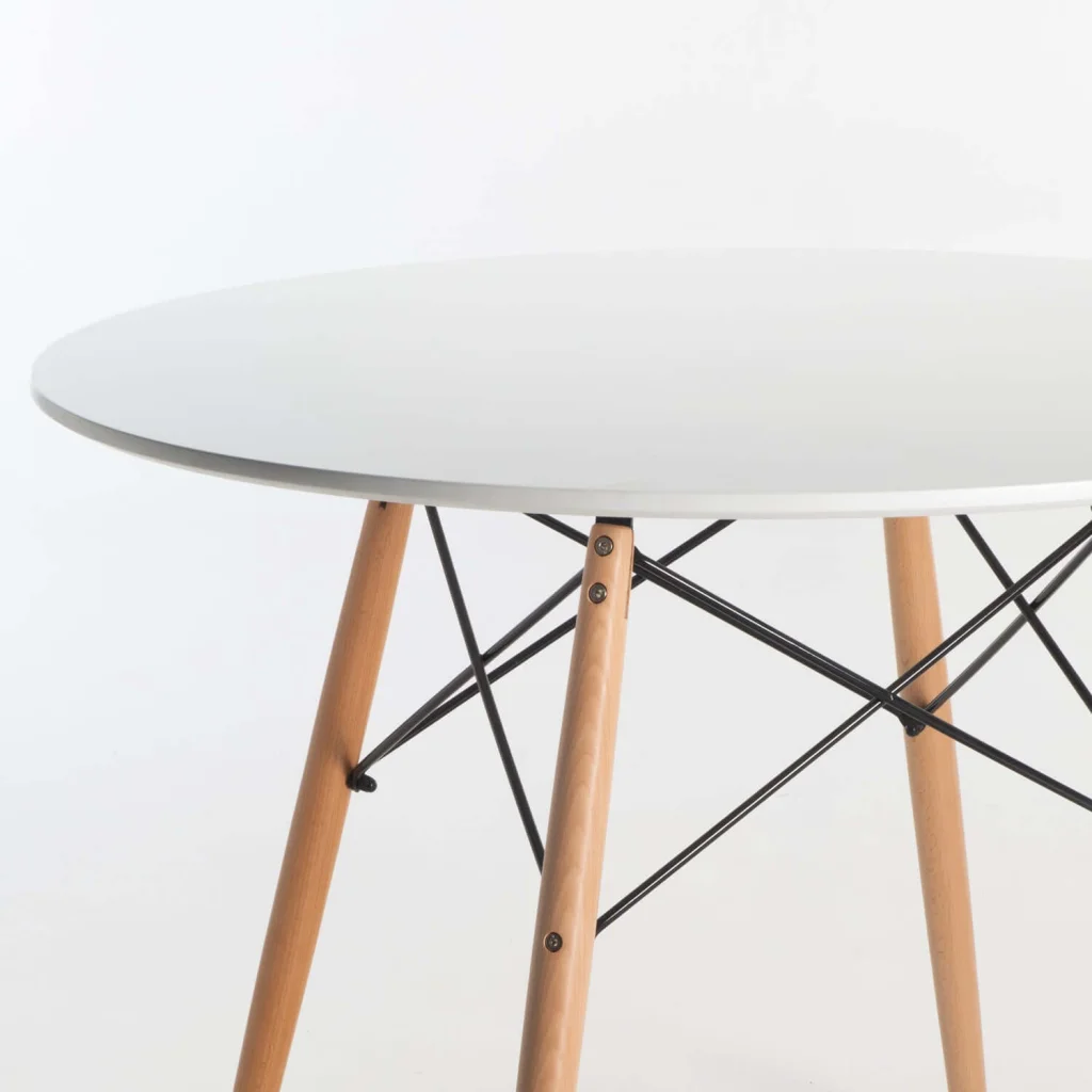 ELIA ROUND WOODEN LEG TABLE - Image 6