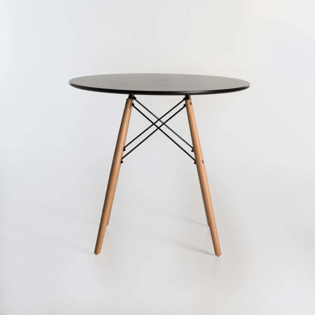 ELIA ROUND WOODEN LEG TABLE - Image 8