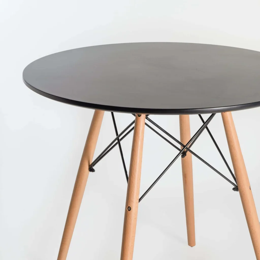 ELIA ROUND WOODEN LEG TABLE - Image 9