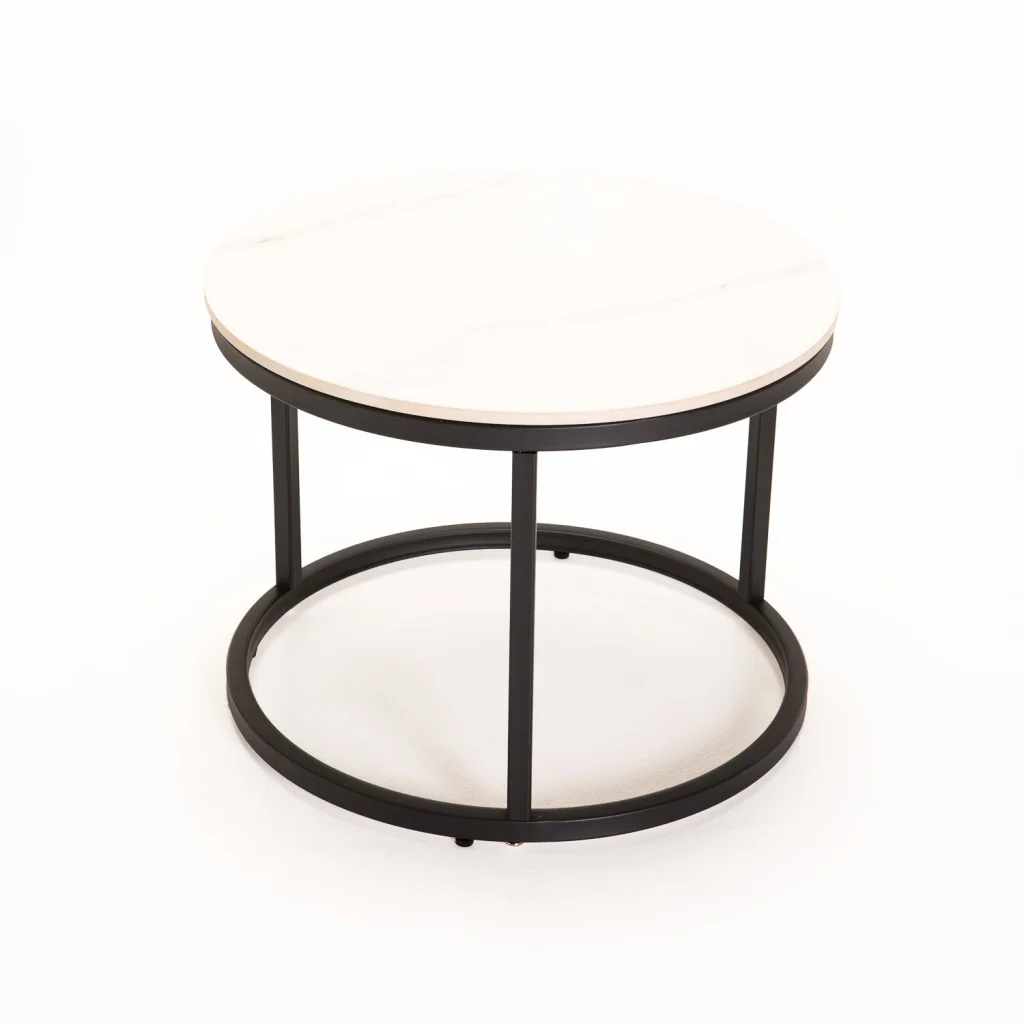 GIO SET OF 2 STONE TOP COFFEE TABLE - BLACK LEG - Image 5