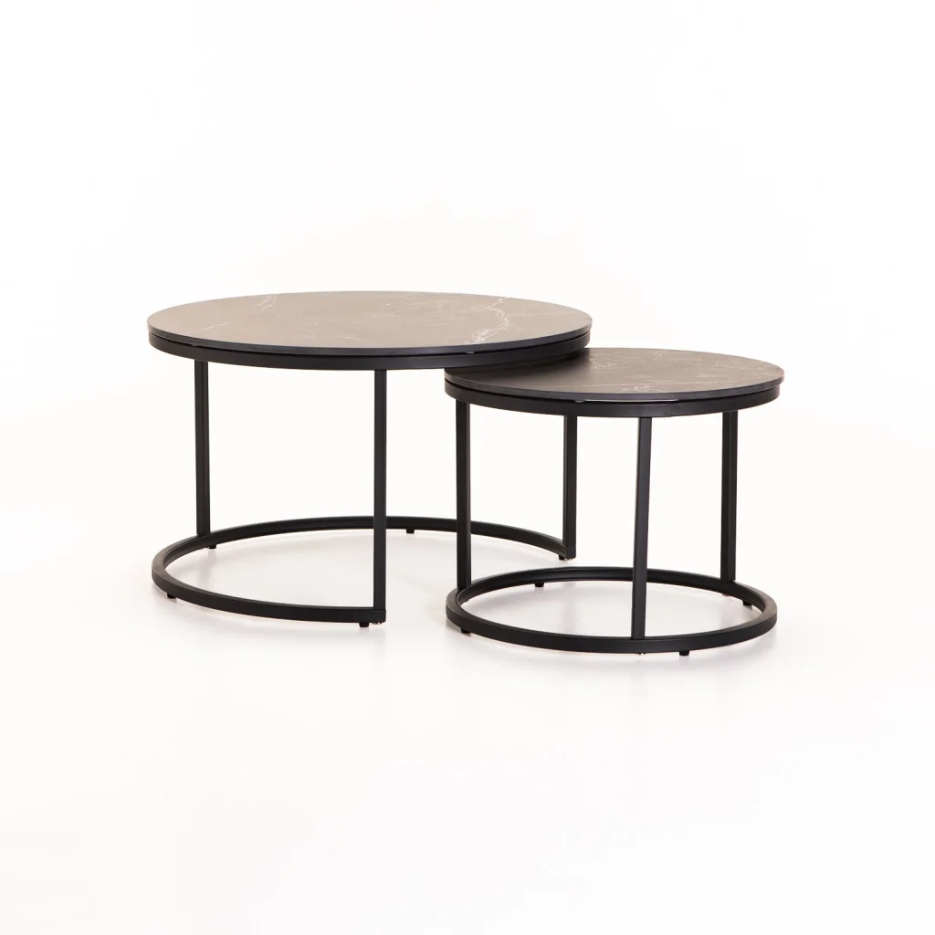 GIO SET OF 2 STONE TOP COFFEE TABLE - BLACK LEG - Image 7