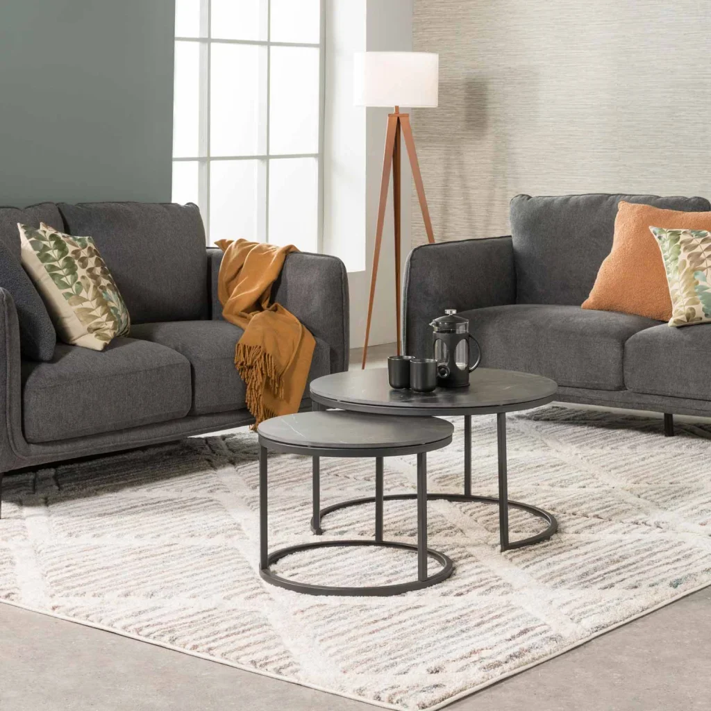 GIO SET OF 2 STONE TOP COFFEE TABLE - BLACK LEG - Image 8