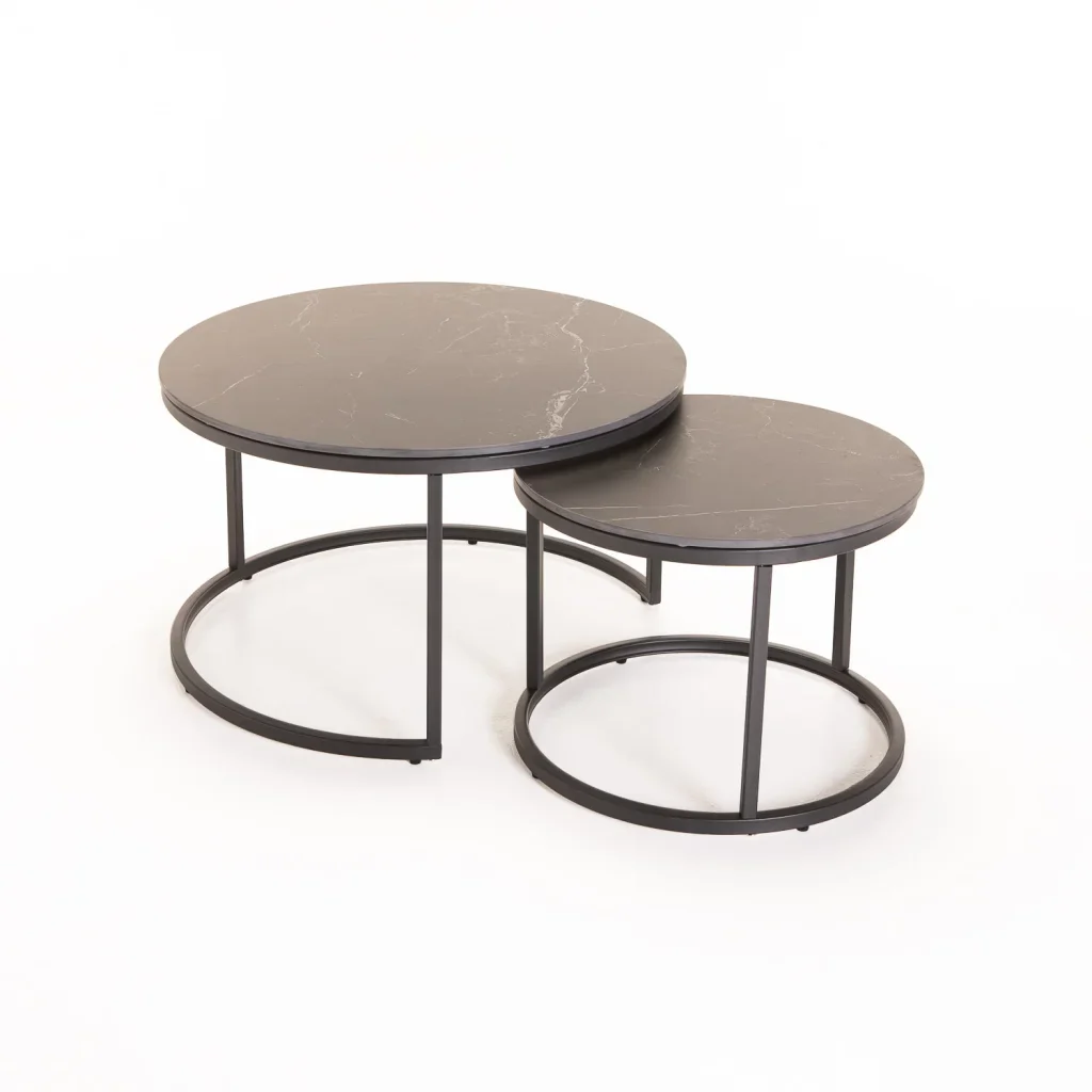 GIO SET OF 2 STONE TOP COFFEE TABLE - BLACK LEG - Image 9