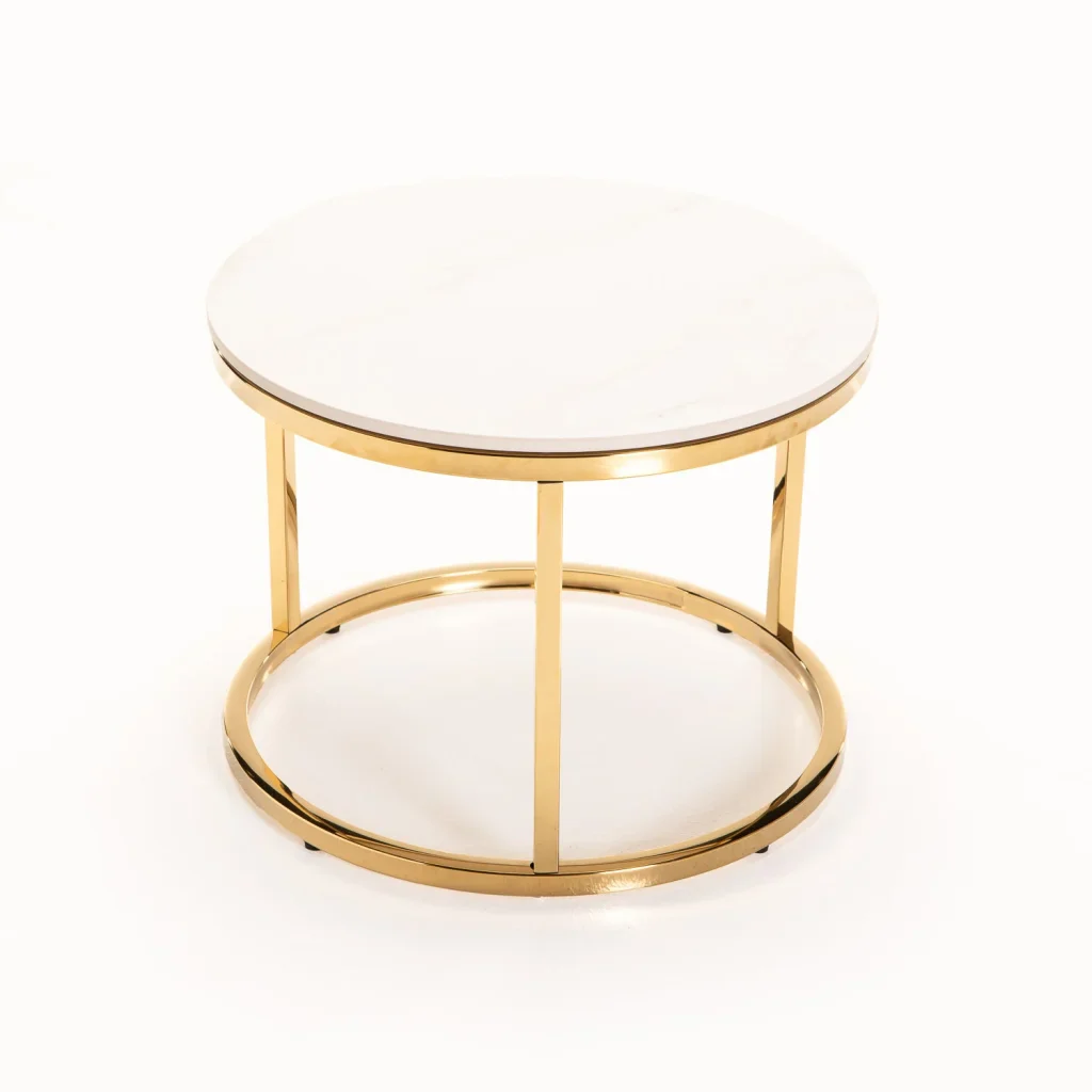 GIO SET OF 2 STONE TOP COFFEE TABLE - GOLD LEG - Image 5
