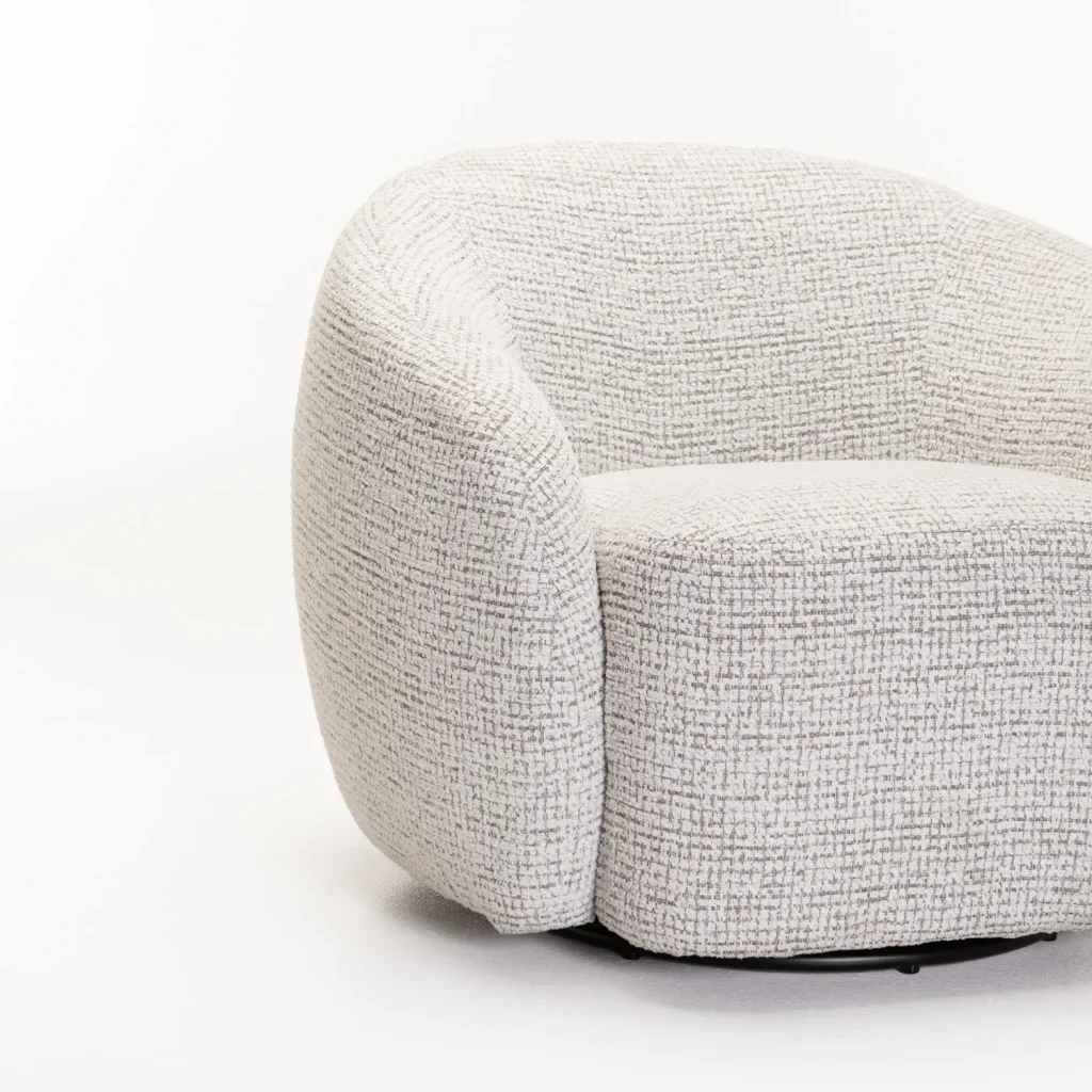 INDIGO FABRIC SWIVEL CHAIR - LIGHT GREY - Image 5