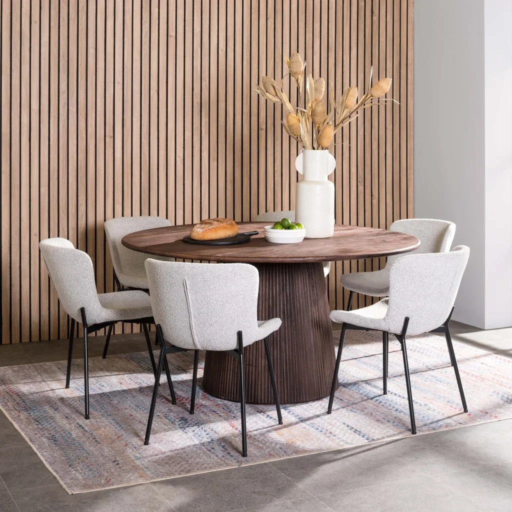 JAYA 150cm ROUND SOLID WOOD DINING TABLE-DARK BROWN - Image 2