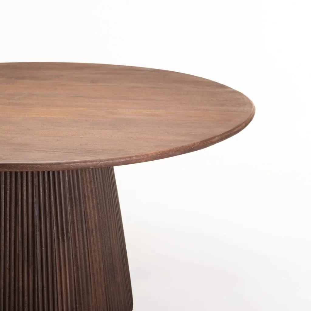 JAYA 150cm ROUND SOLID WOOD DINING TABLE-DARK BROWN - Image 3