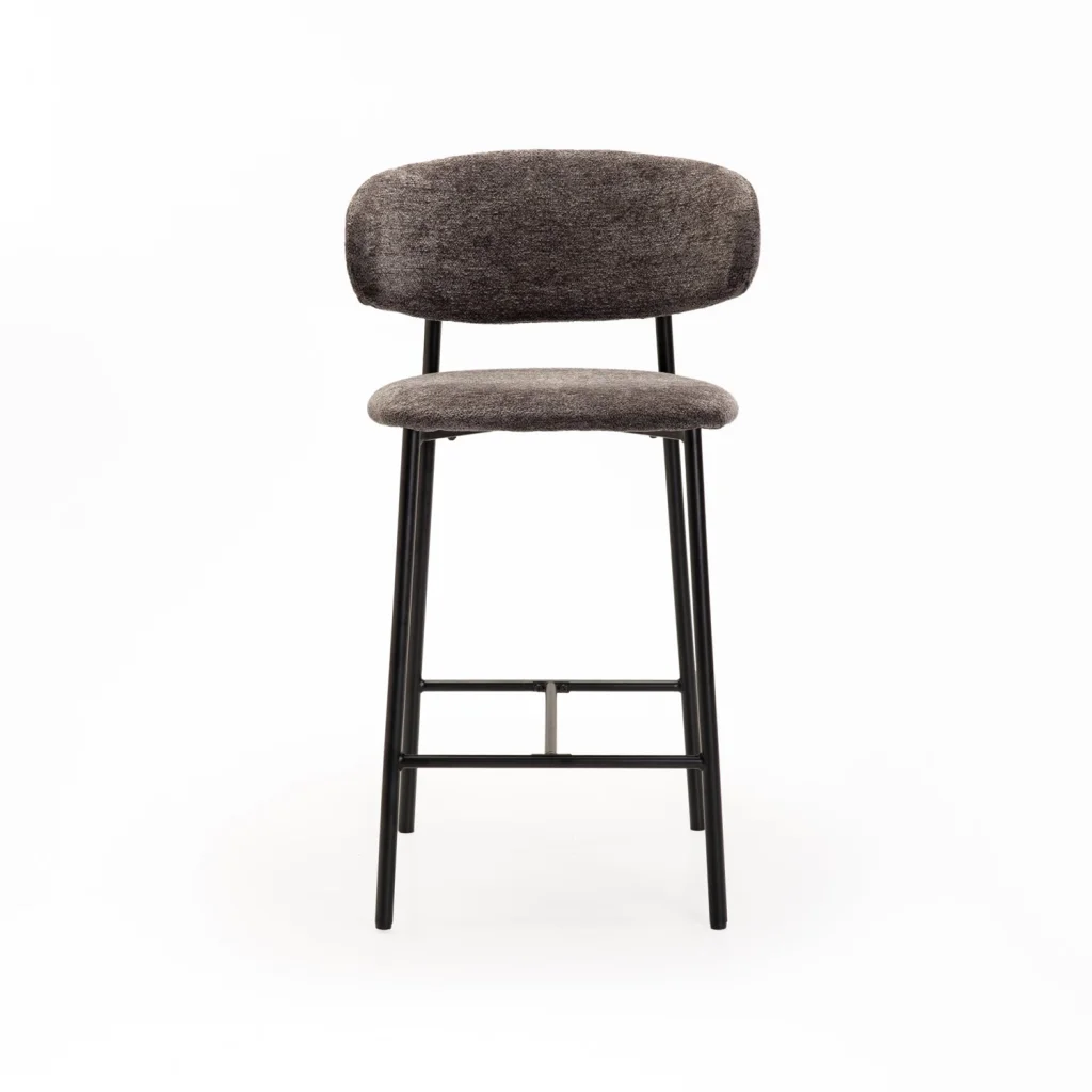 JOSIE FABRIC KITCHEN STOOL-BLACK LEG - Image 2