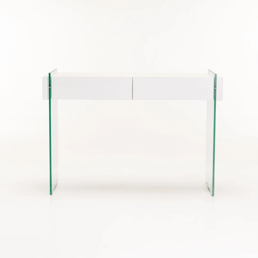 OPAL 110x40cm 12MM TEMPERED GLASS CONSOLE WITH DRAWERS - Image 6