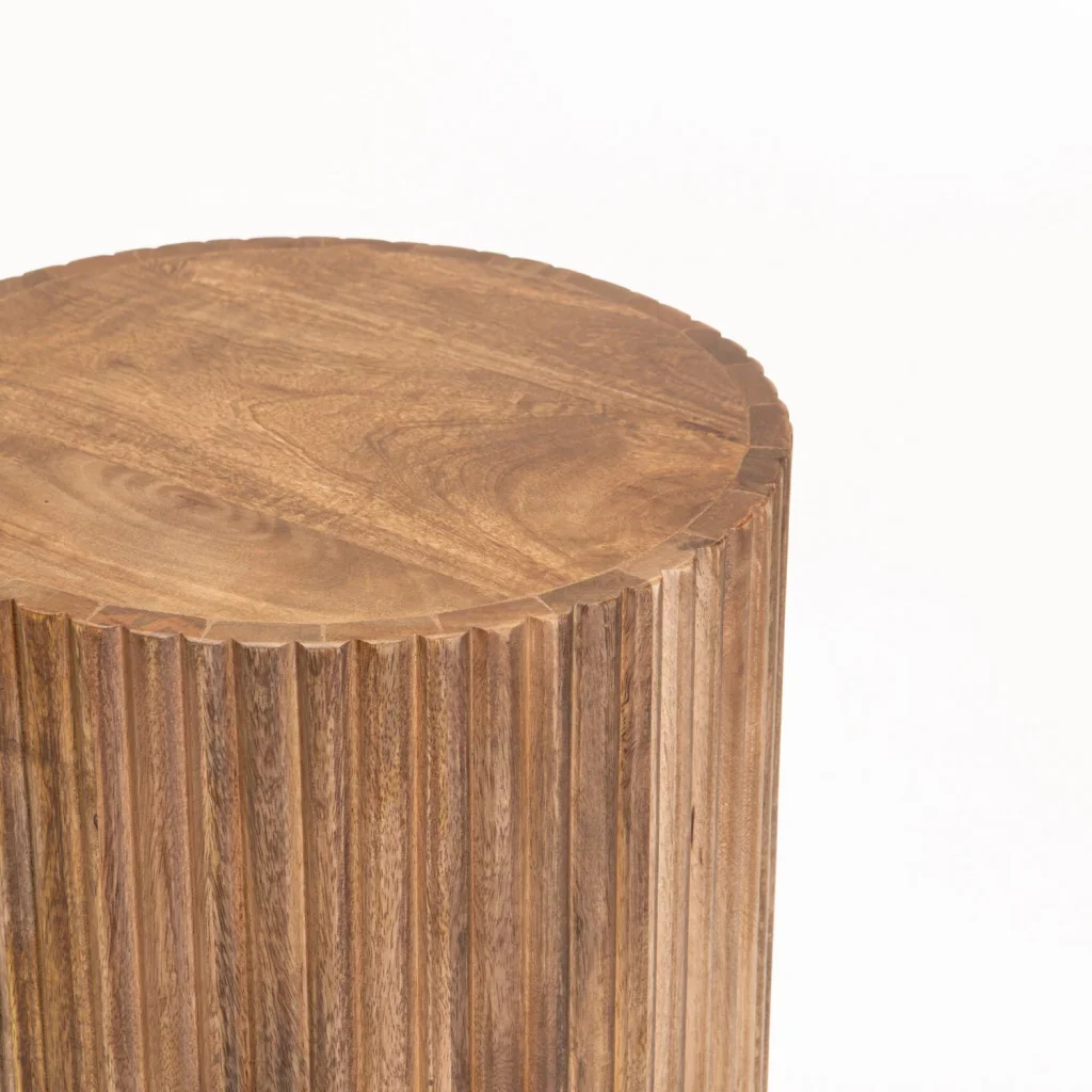 KAVI 35cm ROUND SOLID WOOD SIDE TABLE - Image 2