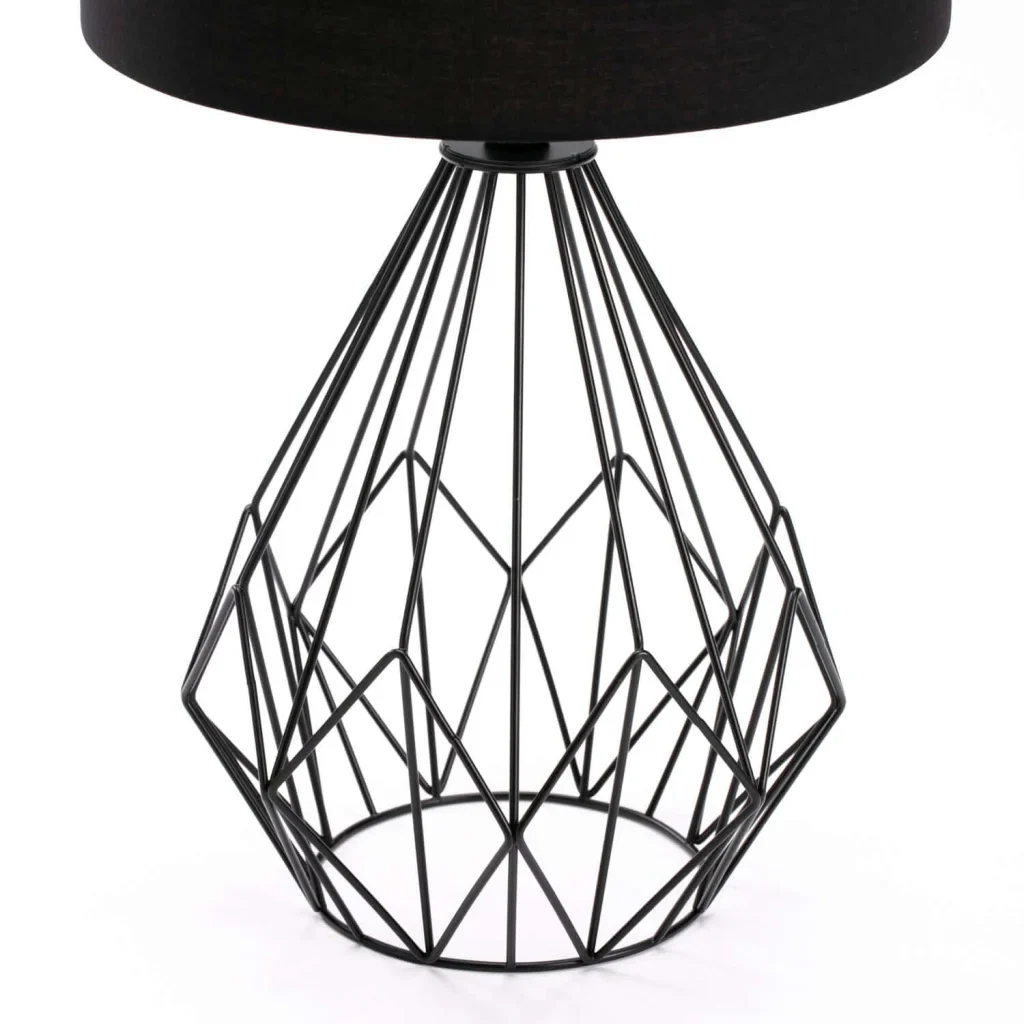 TABLE LAMP BLK METAL WIRE BASE BLACK FABRIC SHADE - Image 3