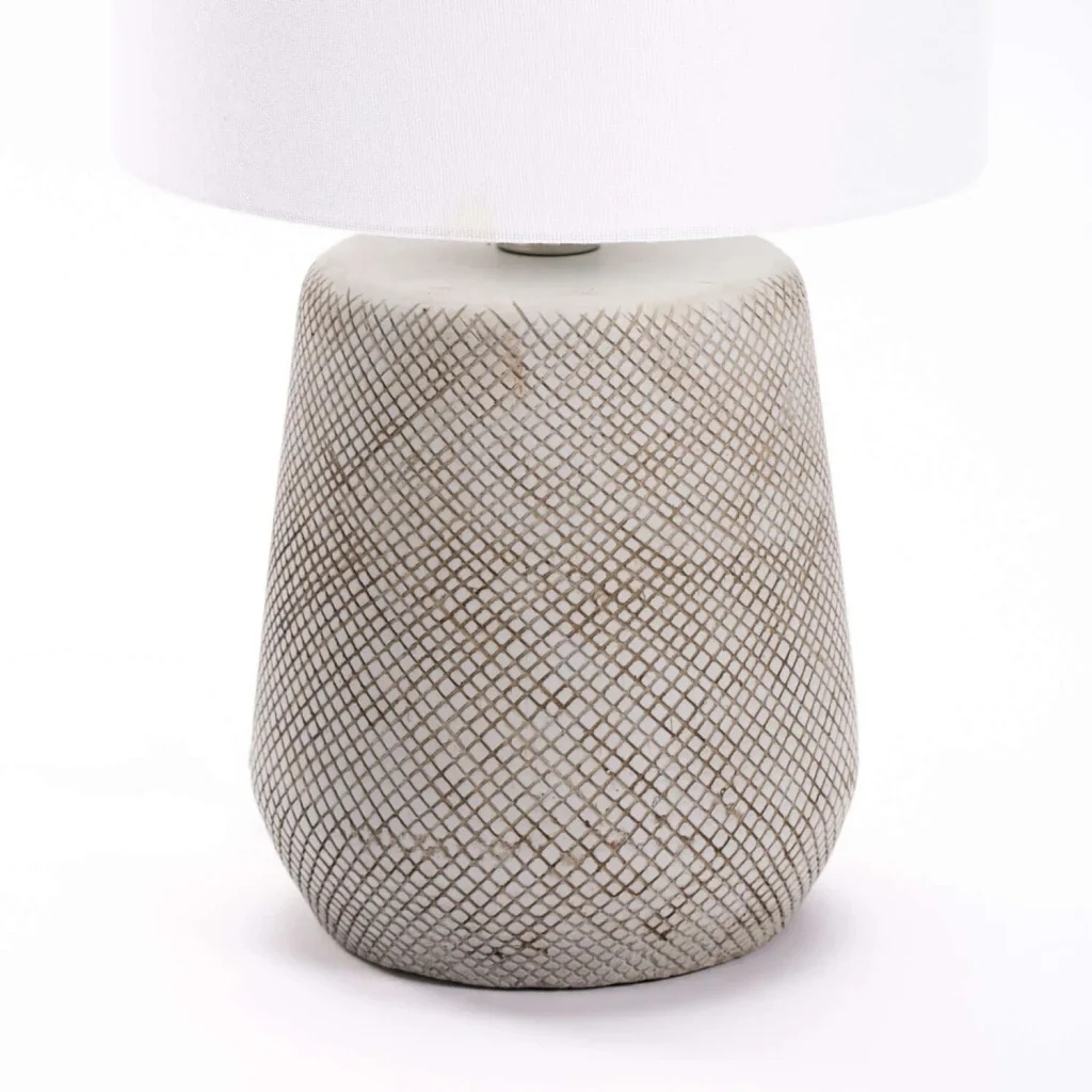 TABLE LAMP CROSSED BASE CREAM FABRIC SHADE - Image 3