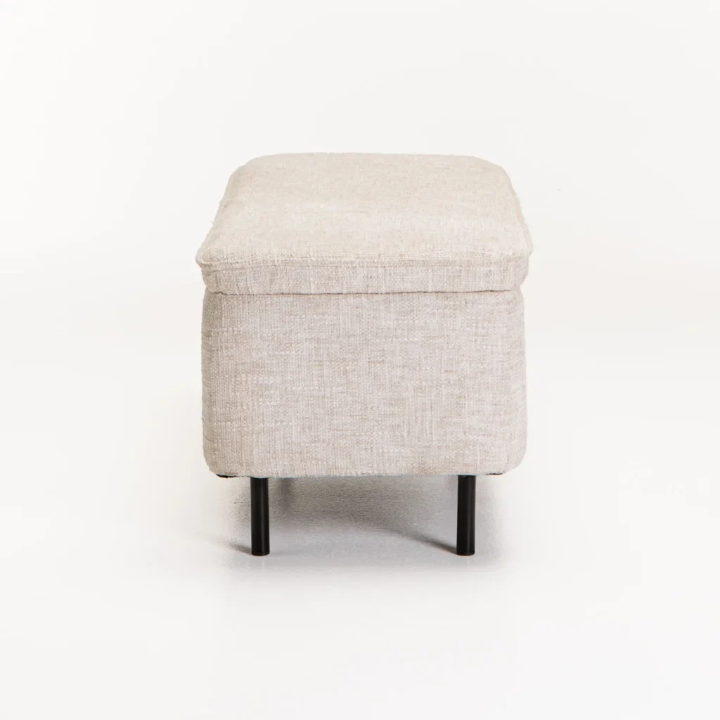 LILY TEXTURED FABRIC STORAGE OTTOMAN - CREAM - Image 4