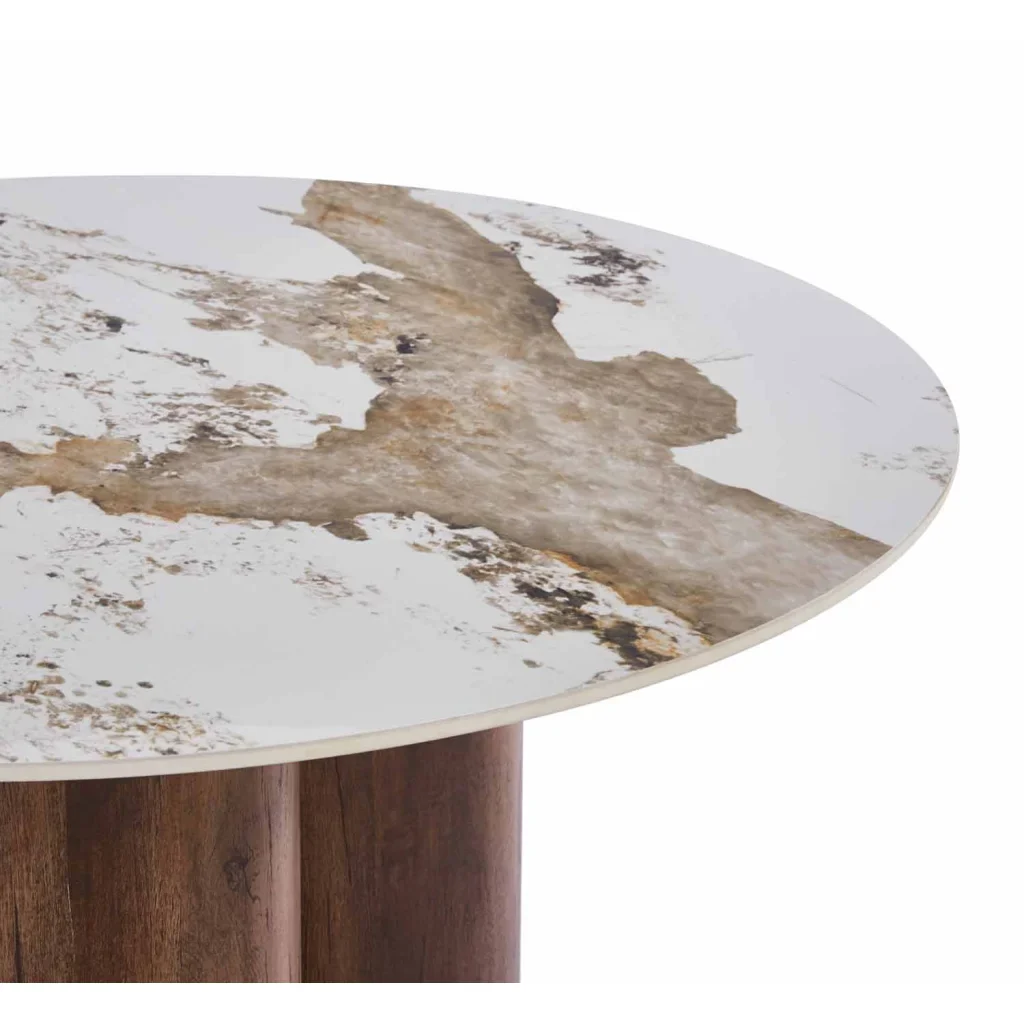 LIV 120CM ROUND STONE TOP DINING TABLE - Image 2