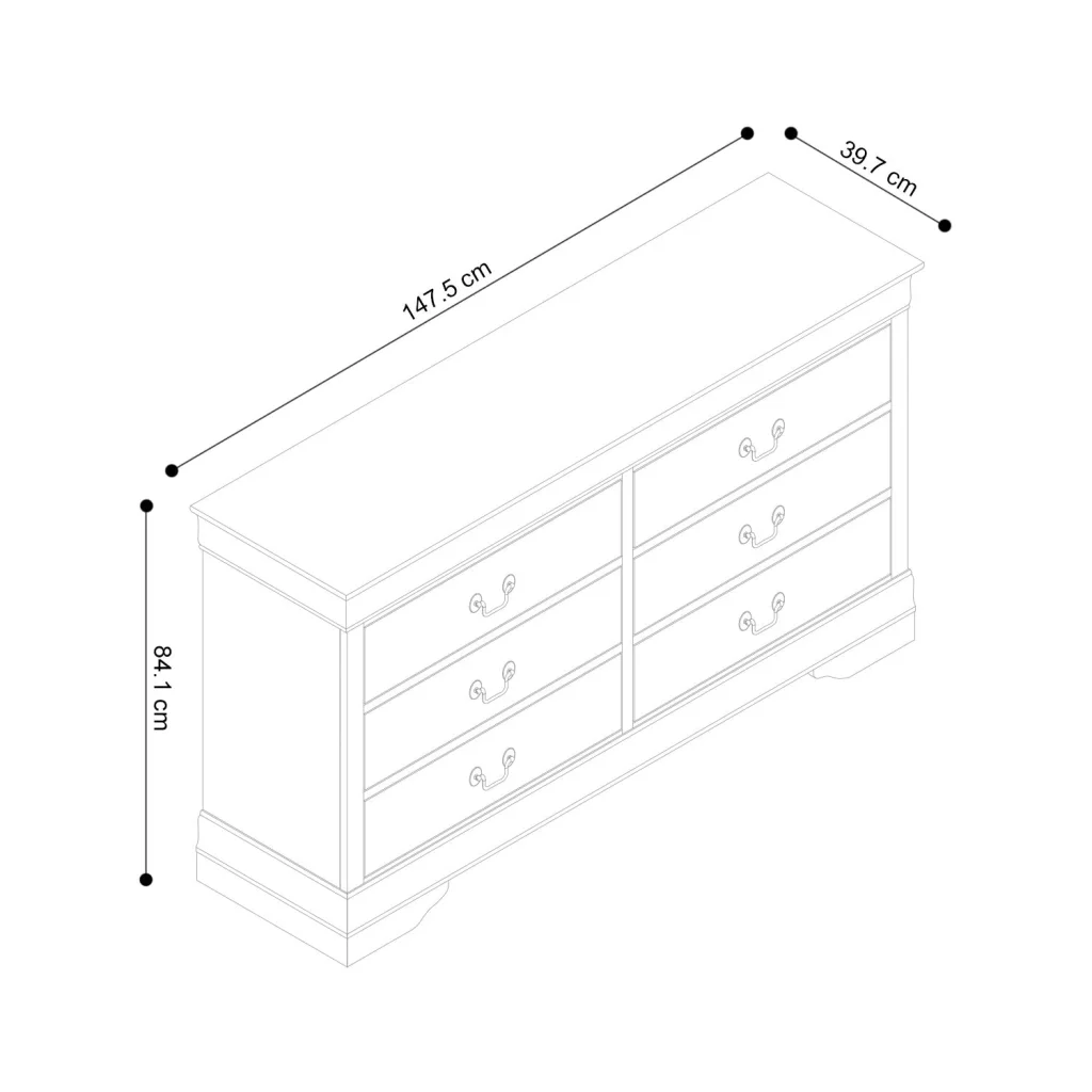 LOUISE 6 DRAWER DRESSER - Image 7