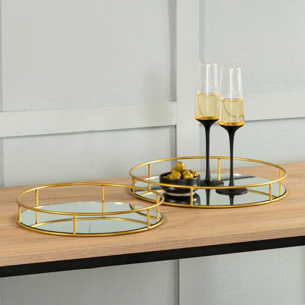 LUXE ROUND SET OF 2 MIRROR TRAYS - Image 2