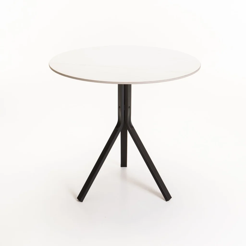 MONT 80cm ROUND STONE TOP DINING TABLE - WHITE - Image 3