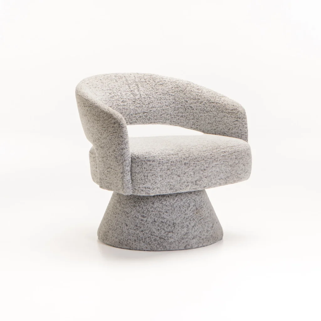 OLGA SPECKLED FABRIC SWIVEL CHAIR - LIGHT GREY