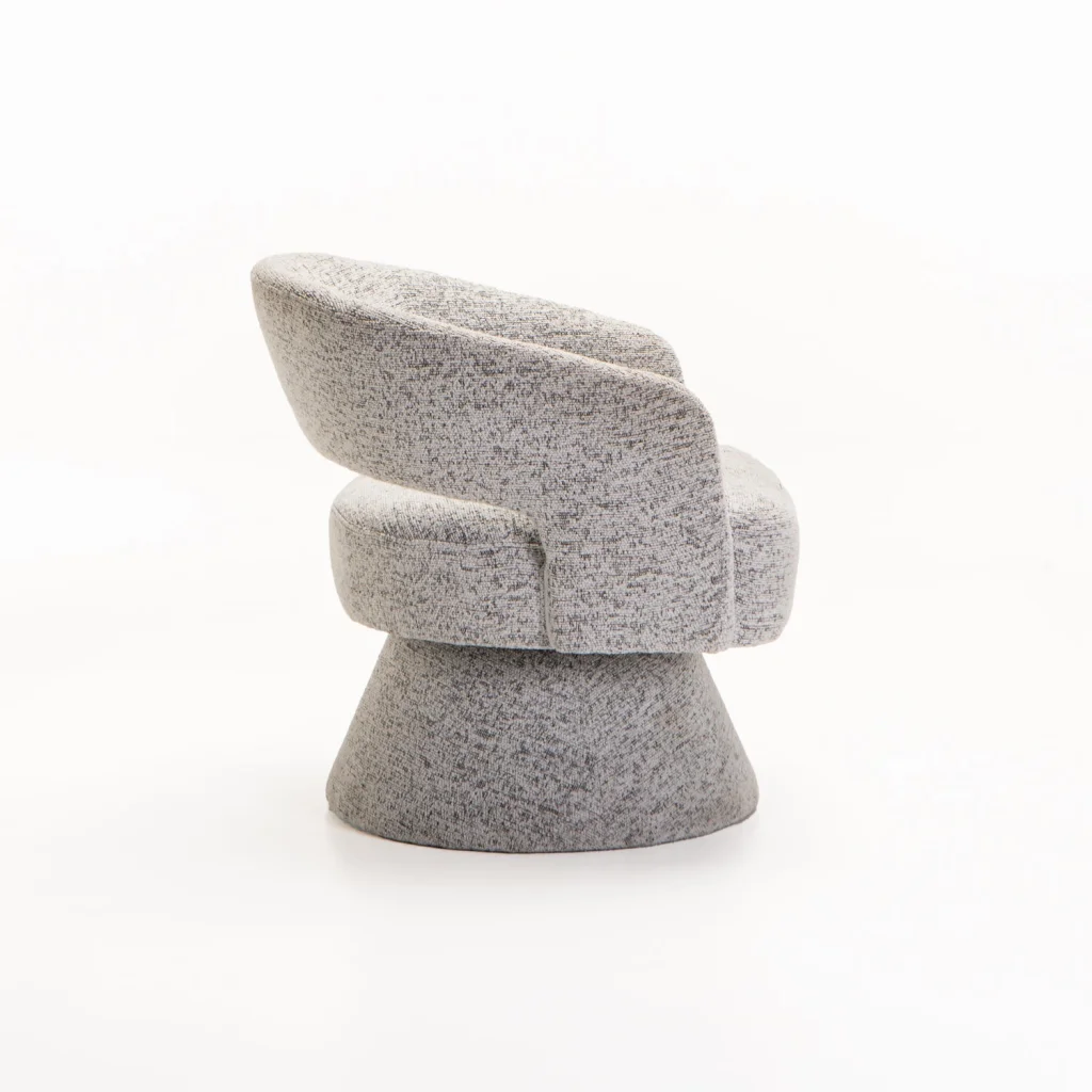 OLGA SPECKLED FABRIC SWIVEL CHAIR - LIGHT GREY - Image 3