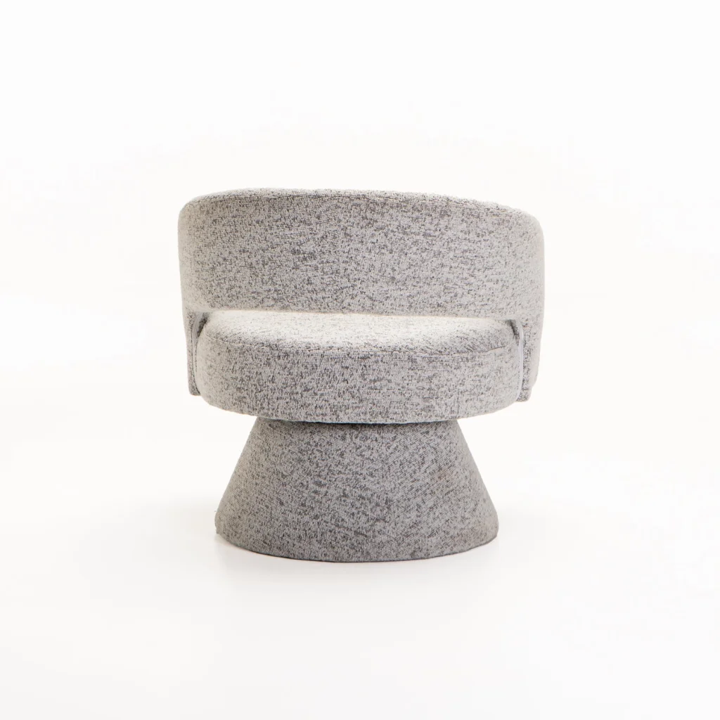 OLGA SPECKLED FABRIC SWIVEL CHAIR - LIGHT GREY - Image 4