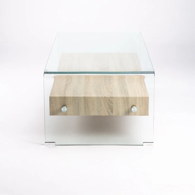 IVY 120x60cm 12MM TEMPERED GLASS COFFEE TABLE WITH DRAWER - Image 4