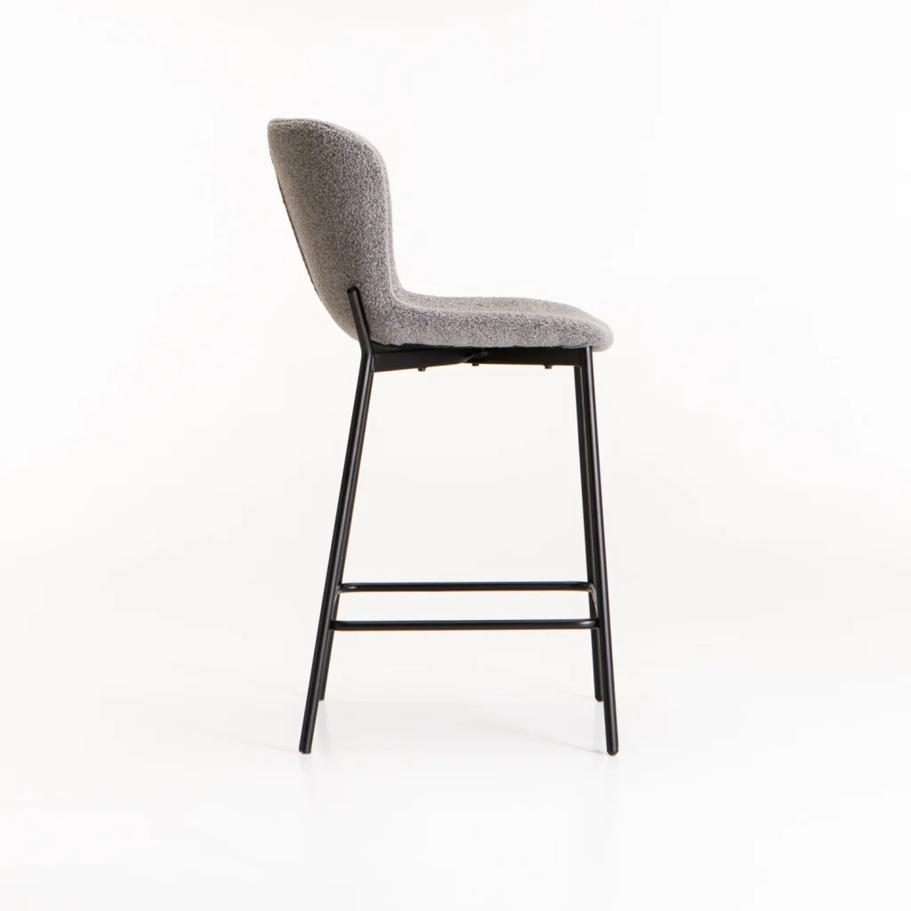 RAE BOUCLE FABRIC KITCHEN STOOL - GREY - Image 3