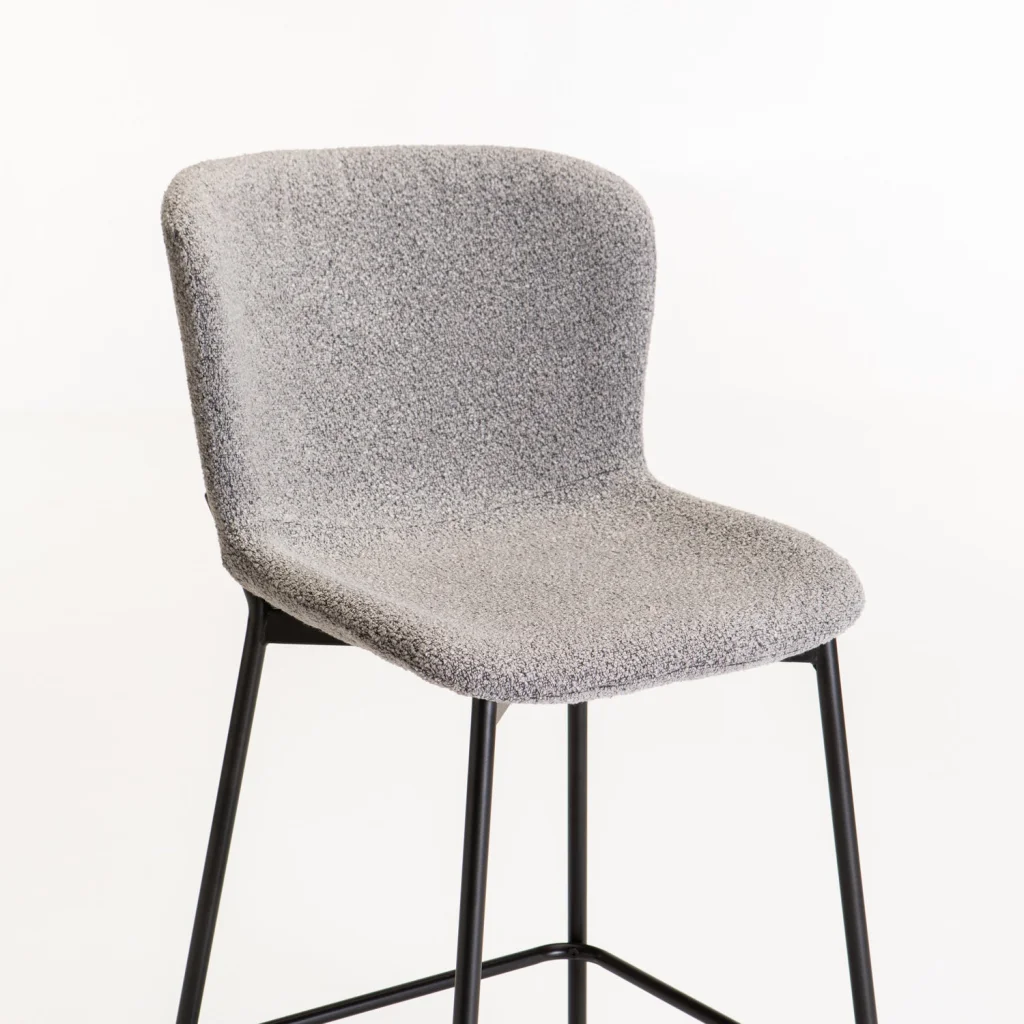 RAE BOUCLE FABRIC KITCHEN STOOL - GREY - Image 5