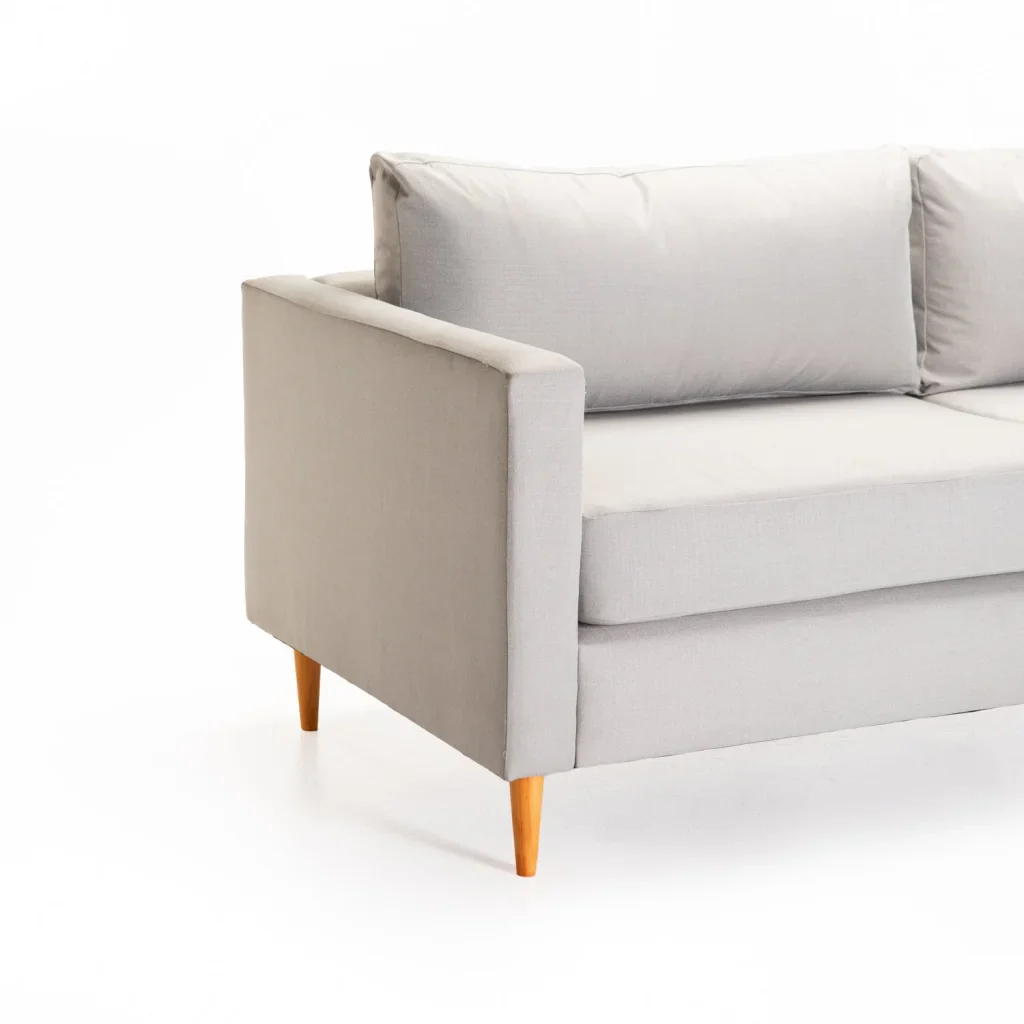 SANTINO FABRIC 3 SEATER COUCH - PLATINUM/NATURAL LEG - Image 5