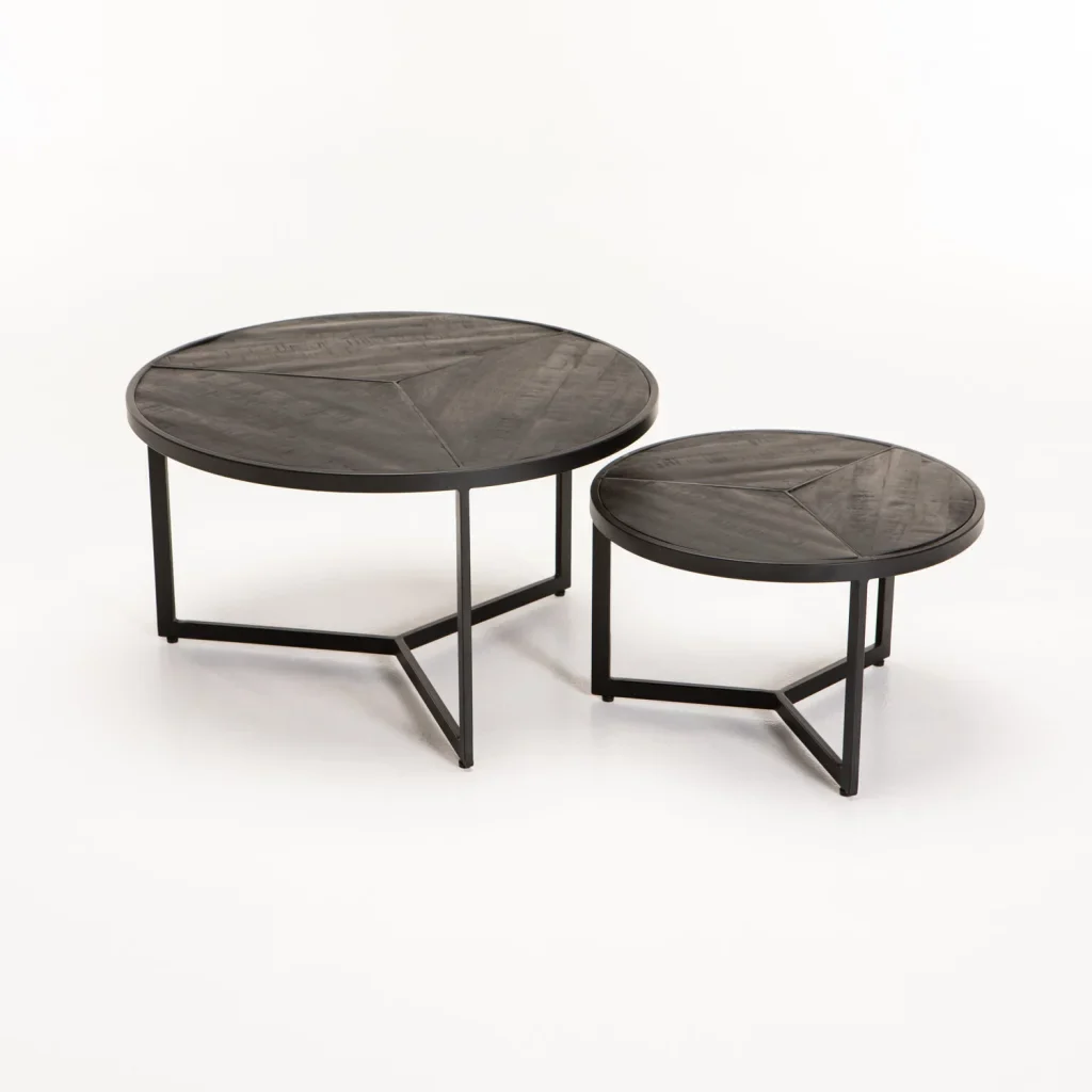 VEA SET OF 2 70/50cm SOLID WOOD COFFEE TABLE - Image 5