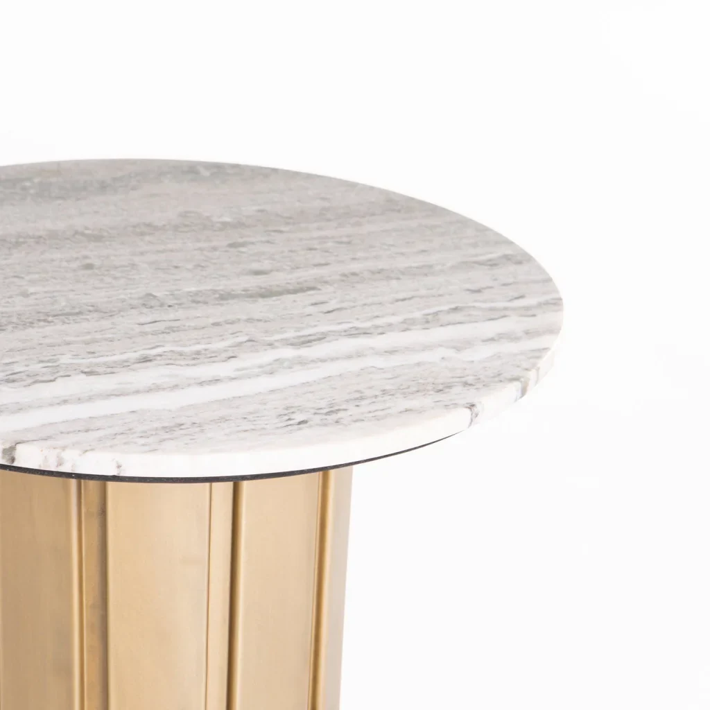 VIN 60cm ROUND STONE TOP COFFEE TABLE 43cm H - Image 2