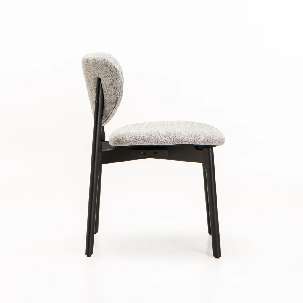 VIOLA WOODEN DINING CHAIR TEXTURED GREY WITH BLACK LEG - Image 3