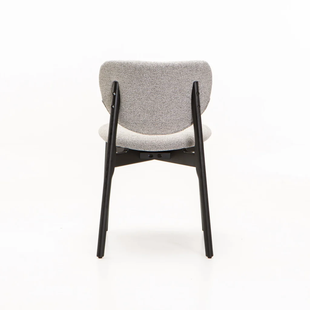 VIOLA WOODEN DINING CHAIR TEXTURED GREY WITH BLACK LEG - Image 4