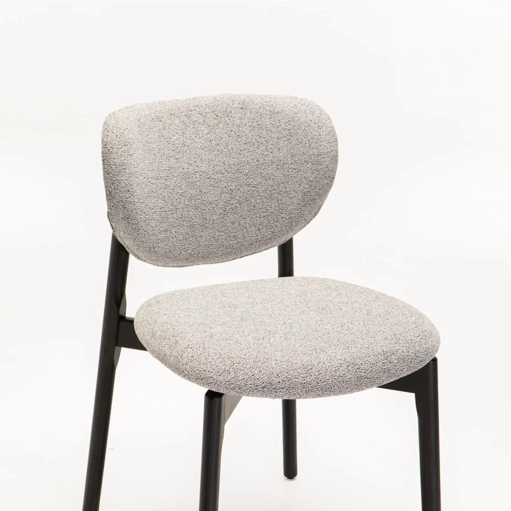 VIOLA WOODEN DINING CHAIR TEXTURED GREY WITH BLACK LEG - Image 6